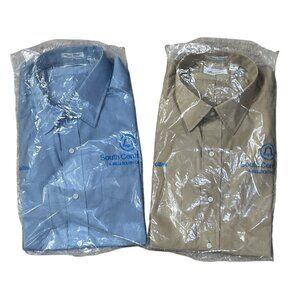 2 Brimar Men's Work Shirts Uniform Tan Blue Size 16 (READ)